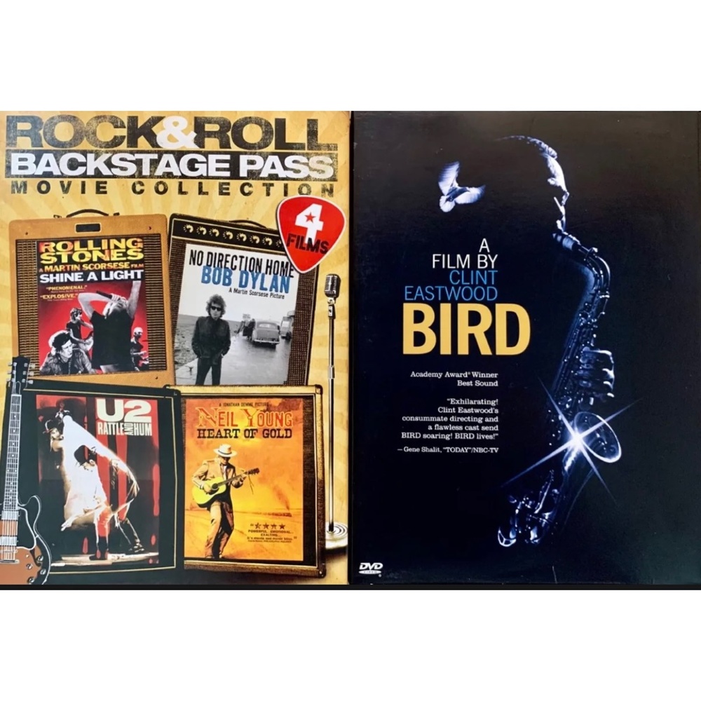 NEIL YOUNG/U2/ROLLING STONES/BOB DYLAN/CHARLIE PARKER DVD Combo Set